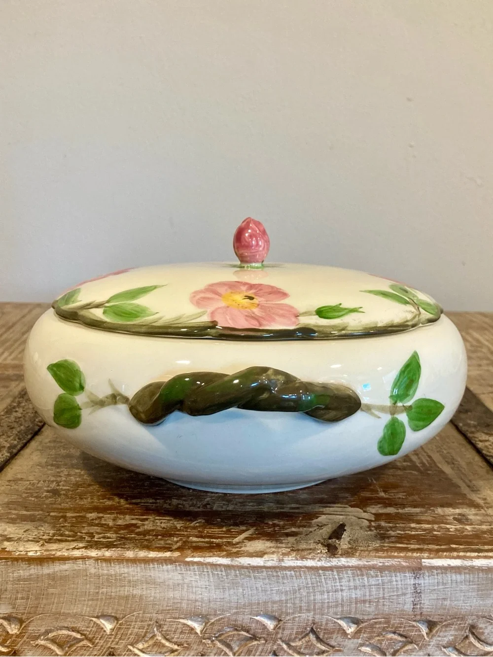 Franciscan Desert Rose Covered Serving Dish USA Backstamp 1960s Earthenware